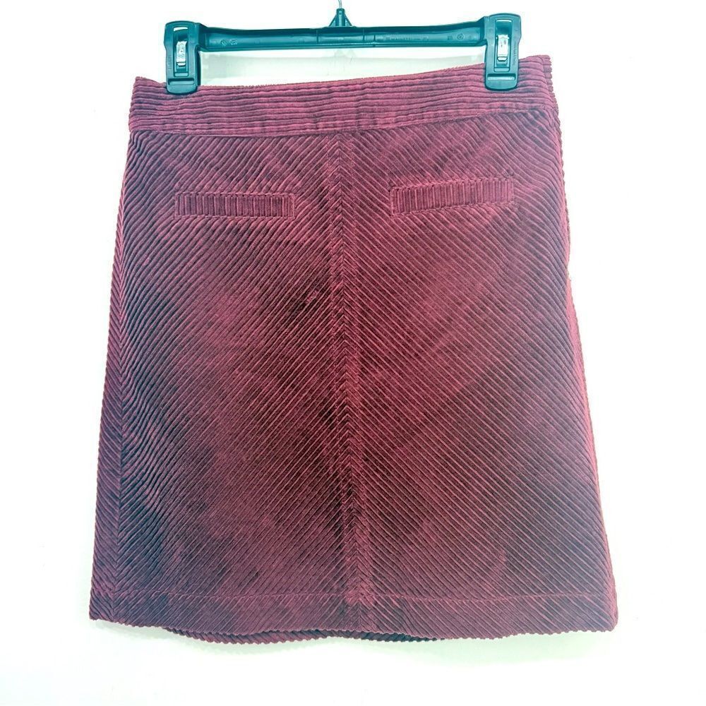 Talbots Petite Maroon Corduroy Thick Plush Angle Striped Petite Mini Skirt